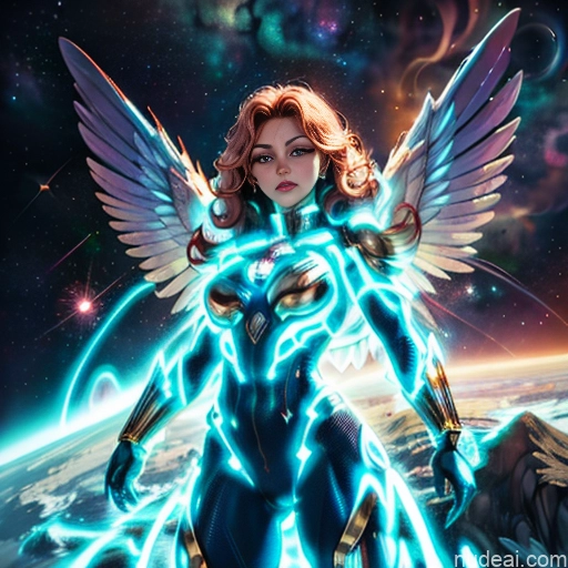 related ai porn images free for Superhero Busty Abs Muscular Ukraine Superheroine Powering Up Heat Vision Dynamic View Science Fiction Style Space Curly Hair Regal Has Wings Neon Lights Clothes: Blue