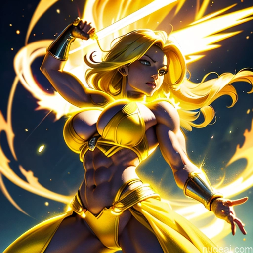 related ai porn images free for Busty Muscular Abs Superhero Superheroine Super Saiyan 3 Super Saiyan Neon Lights Clothes: Yellow Regal Powering Up