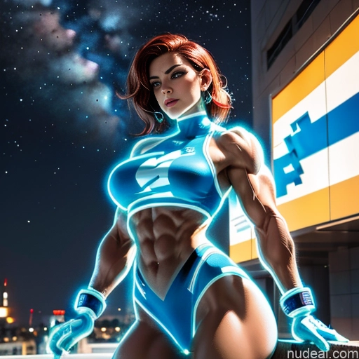 related ai porn images free for Israel Jewish Busty Muscular Abs Superhero Science Fiction Style Dynamic View Bodybuilder Neon Lights Clothes: Blue