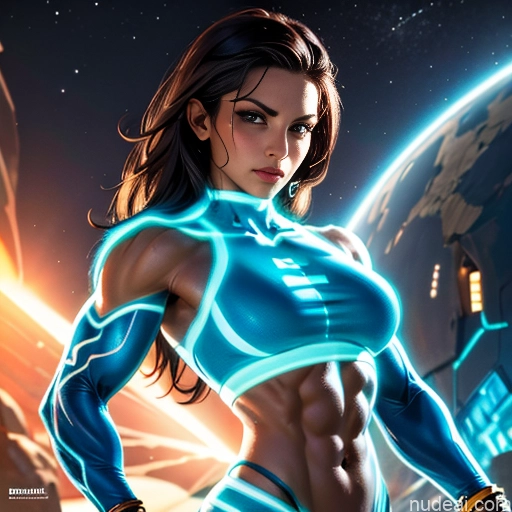 related ai porn images free for Israel Jewish Busty Muscular Abs Superhero Science Fiction Style Dynamic View Bodybuilder Neon Lights Clothes: Blue