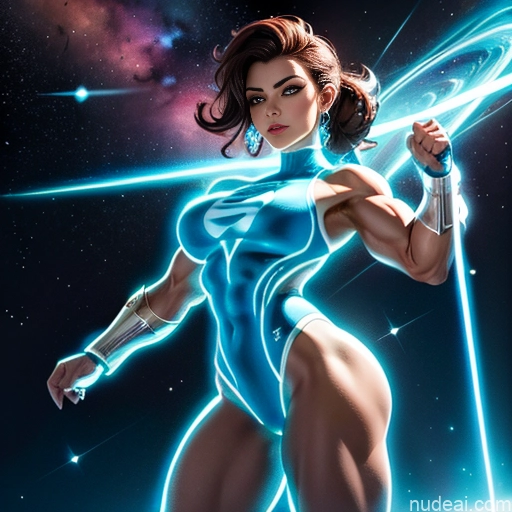 related ai porn images free for Israel Jewish Busty Muscular Abs Superhero Science Fiction Style Bodybuilder Neon Lights Clothes: Blue Powering Up