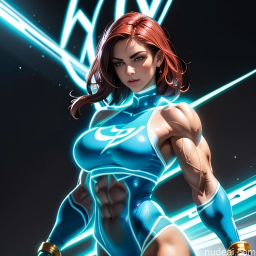 related ai porn images free for Israel Jewish Busty Muscular Abs Superhero Bodybuilder Neon Lights Clothes: Blue Powering Up