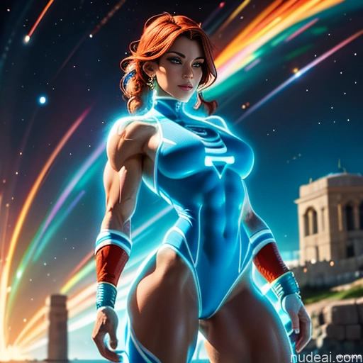 related ai porn images free for Israel Jewish Busty Muscular Abs Superhero Bodybuilder Neon Lights Clothes: Blue Powering Up