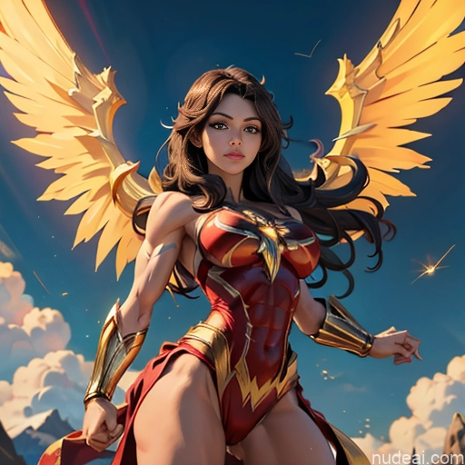 related ai porn images free for Mary Thunderbolt Powering Up Detailed Busty Muscular Has Wings Superhero Neon Lights Clothes: Red Abs Superheroine