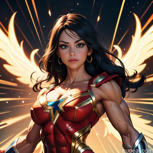 related ai porn images free for Mary Thunderbolt Powering Up Detailed Busty Muscular Superhero Neon Lights Clothes: Red Abs Bodybuilder