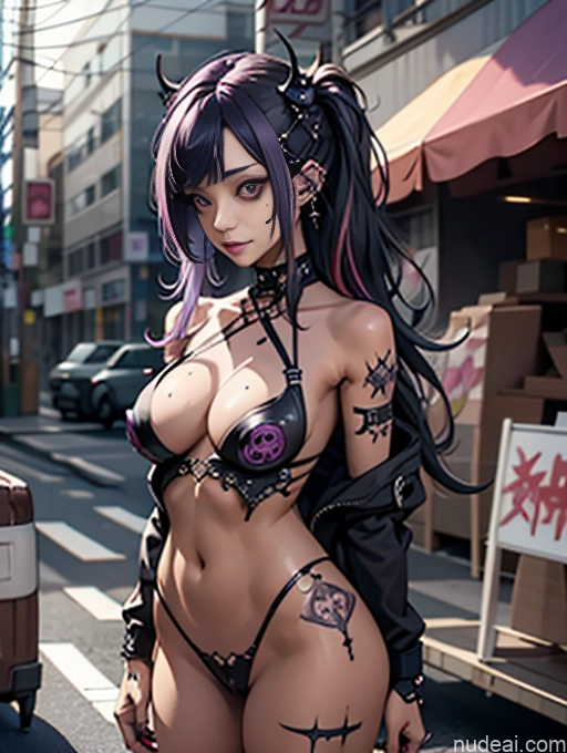 related ai porn images free for Tanned Skin Oiled Body 30s Long Hair Perfect Boobs Cute Monster Busty Purple Hair Gothic Punk Girl