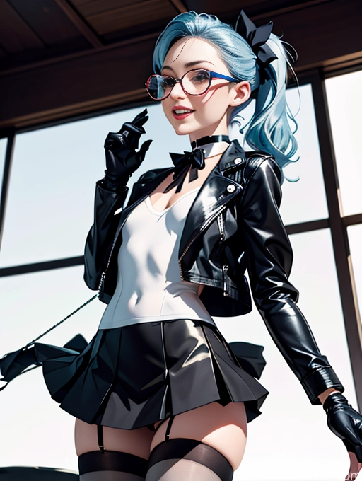 related ai porn images free for Skinny Small Ass Small Tits Glasses Short Fairer Skin 20s Blue Hair Thigh Socks Close-up View Bows Choker White Stockings Pigtails Gloves Jacket Long Skirt Laughing