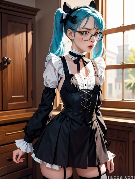 related ai porn images free for Skinny Small Ass Small Tits Glasses Short Fairer Skin 20s Blue Hair Thigh Socks Close-up View Bows Choker White Stockings Pigtails Shocked Victorian Witch Long Skirt