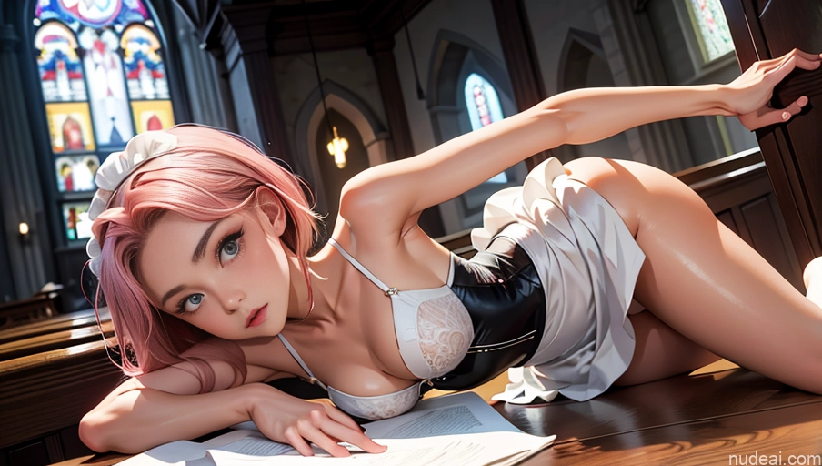 related ai porn images free for Lingerie Model One Perfect Boobs Perfect Body 18 Pink Hair Straight White Crisp Anime Church Maid Seductive Close-up View Bending Over Micro Skirt