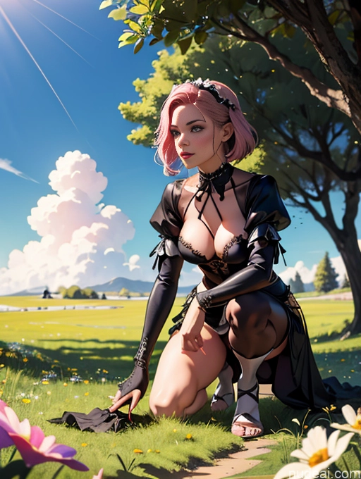 related ai porn images free for Lingerie Model One Perfect Boobs Perfect Body 18 Pink Hair Straight White Maid Seductive Front View Fantasy Armor Bending Over Meadow Dark Fantasy