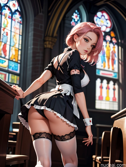 related ai porn images free for Model Two Perfect Boobs Perfect Body 18 Seductive Pink Hair Straight Korean Soft + Warm Church Front View Bending Over Maid Stockings Micro Skirt