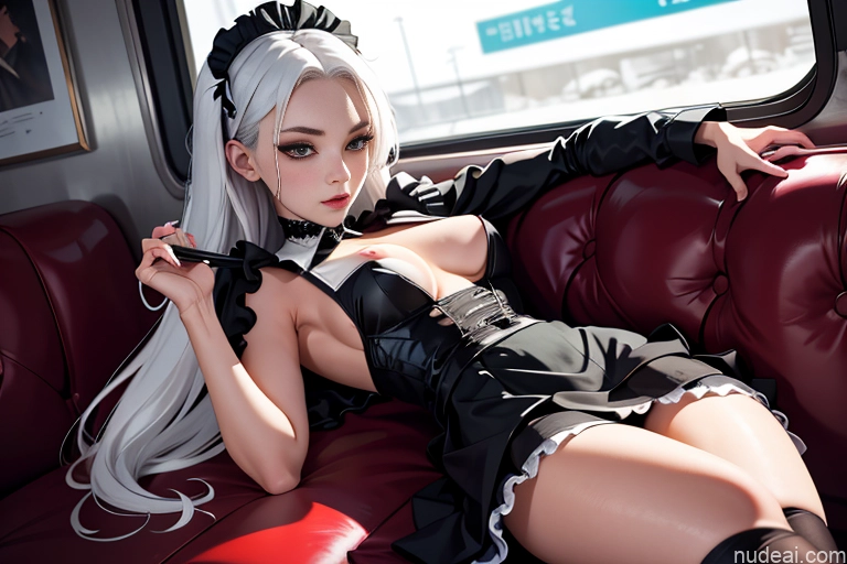 related ai porn images free for One Model Perfect Boobs Perfect Body 18 Seductive White Hair Long Hair Korean Soft Anime Train Close-up View Bending Over Goth Maid Micro Skirt Stockings