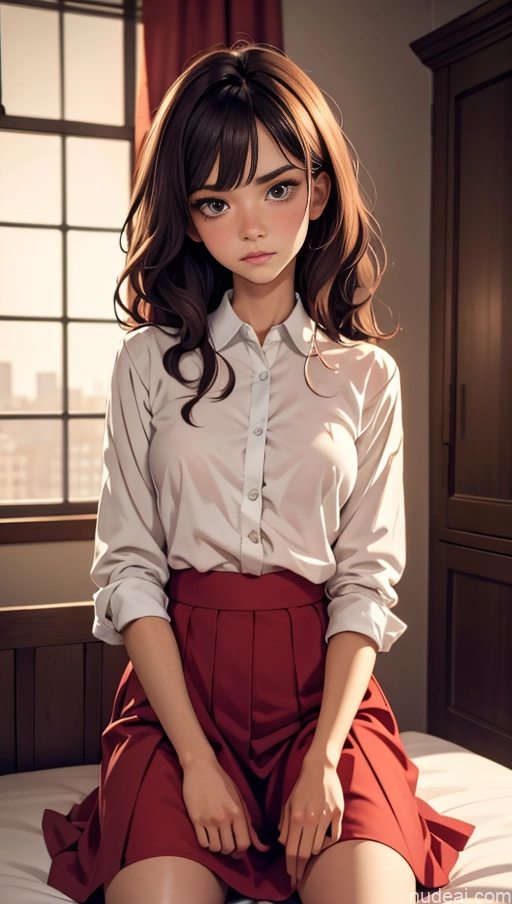 related ai porn images free for One Sorority Skinny 18 Sad Serious Brunette Curly Hair White Soft Anime Bedroom Pet Play Shirt Long Skirt