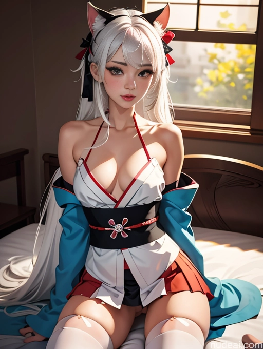 related ai porn images free for Woman One 20s Seductive Long Hair Bedroom White Hair Ahri, 1girl, Long Hair, Animal Ears, Whisker Markings, Korean Clothes, Cleavage, Detached Sleeves Korean Kimono Thigh Socks Mini Skirt Cosplay Straddling Bows