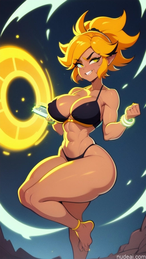 related ai porn images free for Several Surrealist Hell Bright Lighting Bodybuilder Abs Muscular Perfect Body Busty Powering Up Super Saiyan 3 Neon Lights Clothes: Yellow