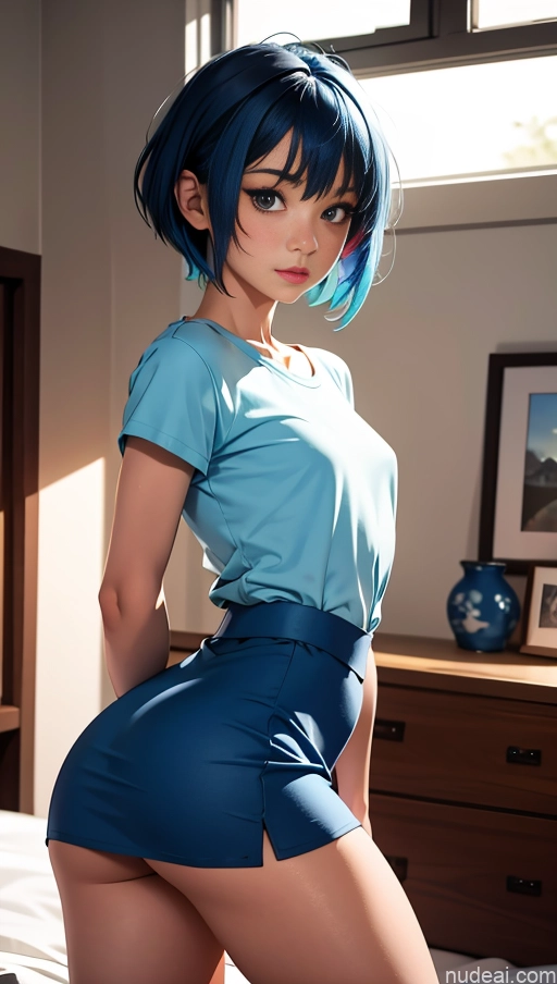 related ai porn images free for 18 Asian Skinny Small Ass Small Tits Bedroom Pixie Blue Hair Shirt Mini Skirt