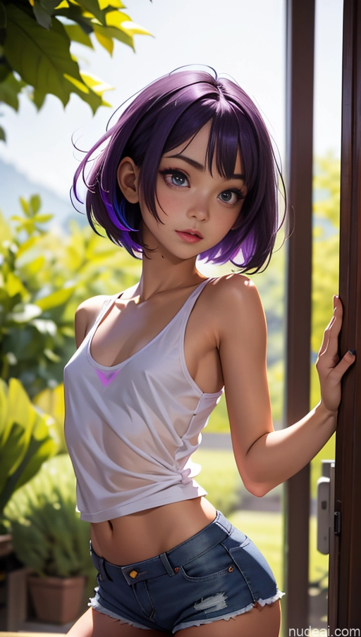 related ai porn images free for Sorority 18 Small Tits Small Ass Skinny Purple Hair Pixie Asian Tank Top Transparent Short Shorts