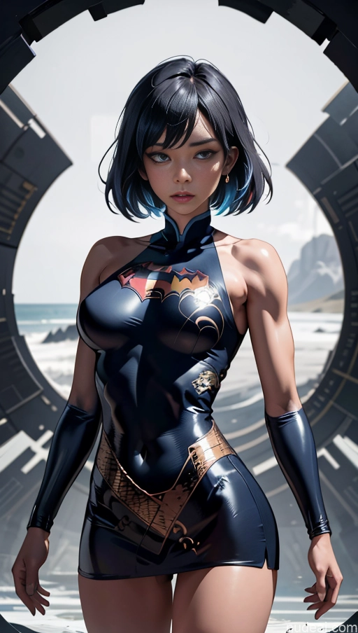 Several Superheroine Perfect Boobs Muscular Abs Surrealist Superhero China Dress Of Kisaki (Blue Archive)