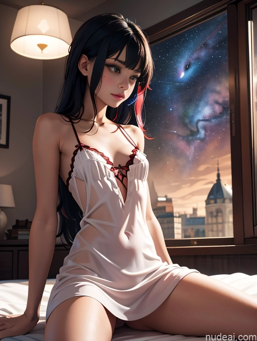 related ai porn images free for Model One Busty Perfect Body Small Tits 20s Serious Black Hair Long Hair White Stargazing Bedroom Front View Straddling Nightgown Micro Skirt Goth Devil