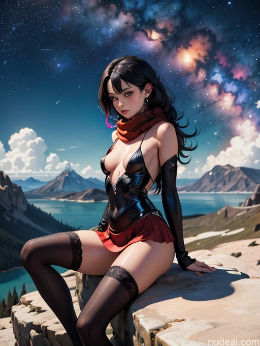 related ai porn images free for Model One Busty Perfect Body Small Tits 20s Serious Black Hair Long Hair White Stargazing Front View Straddling Micro Skirt Goth Devil Topless Mountains Scarf