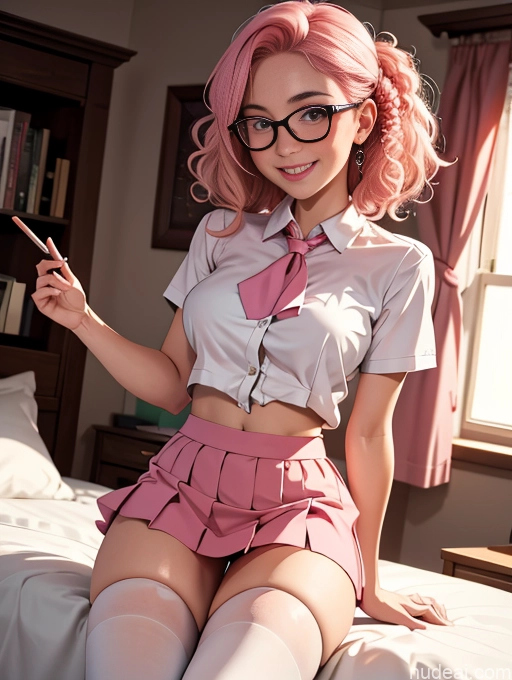 related ai porn images free for 18 German Bedroom Glasses Mini Skirt Thigh Socks Happy Curly Hair Shirt Pink Hair Busty