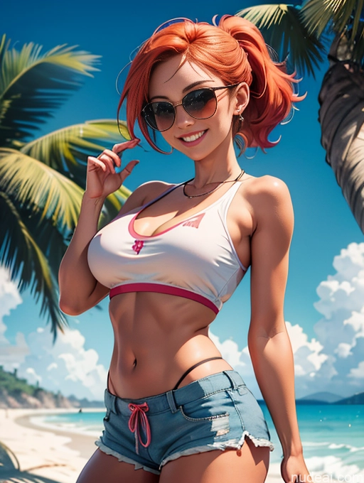 related ai porn images free for Perfect Boobs Happy Beach Short Shorts Crop Top Sunglasses Ponytail Ginger