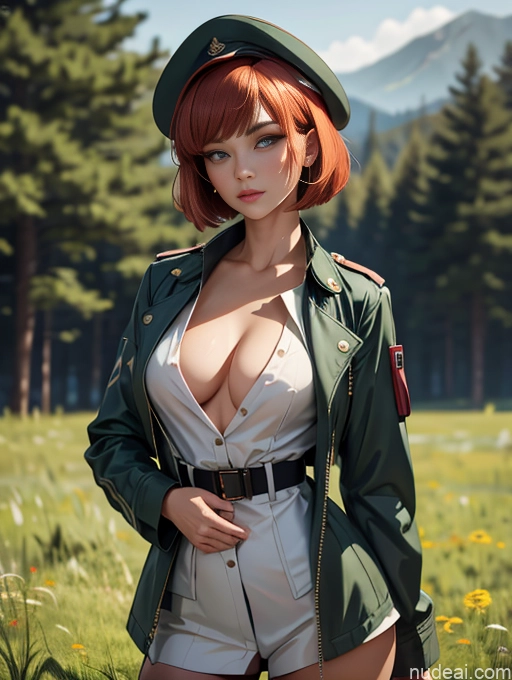 related ai porn images free for Ginger Perfect Boobs Meadow Seductive Military Hat Jacket Short Hair Shirt