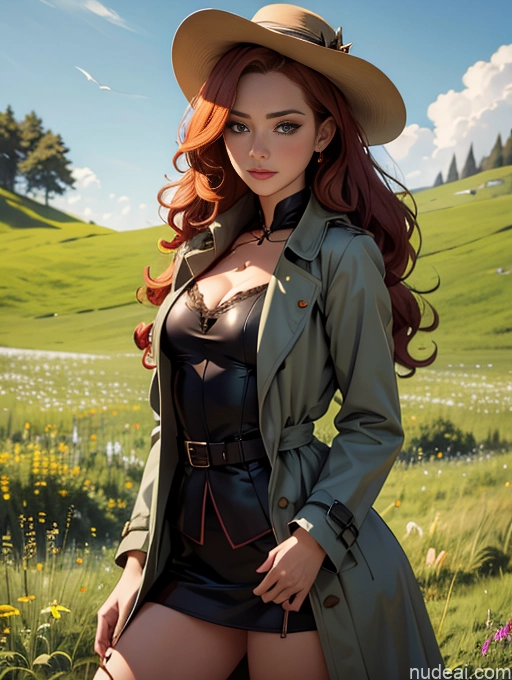 related ai porn images free for Ginger Meadow Seductive Curly Hair Medieval Small Tits Trench Coat Hat