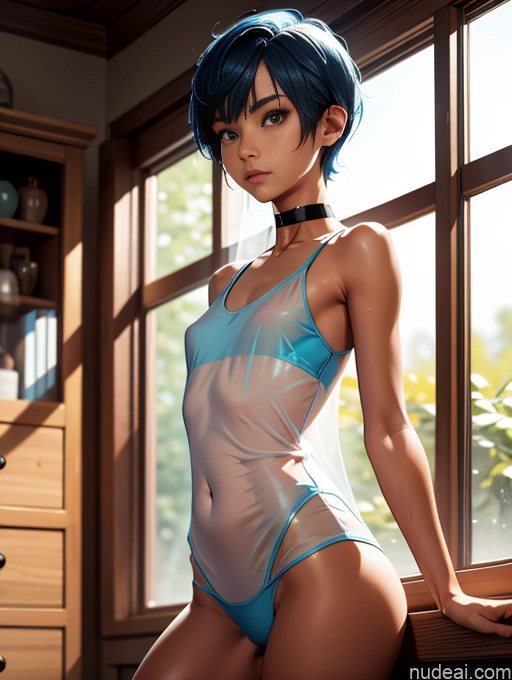 ai nude image of pics of Sorority Asian Tanned Skin Oiled Body Pixie Blue Hair Choker Long Legs Short Beautiful 18 Small Tits Tank Top Small Ass Transparent Skinny