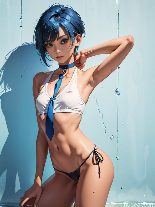 ai nude image of pics of Sorority Asian Tanned Skin Oiled Body Pixie Blue Hair Choker Long Legs Short Beautiful 18 Tie Small Tits Small Ass Skinny