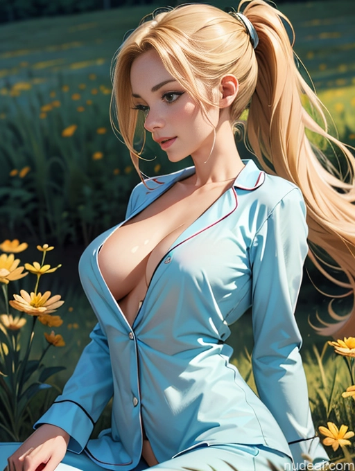 related ai porn images free for Woman One Perfect Boobs Perfect Body Big Hips 18 Laughing Blonde Ponytail Meadow On Back Pajamas