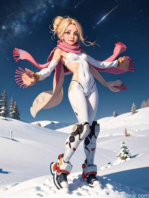 related ai porn images free for Woman One Perfect Boobs Skinny Perfect Body 18 Blonde Happy Snow Scarf Hair Bun T-pose Mech Suit