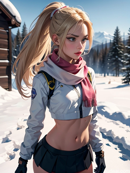 related ai porn images free for Woman One Perfect Boobs Beautiful Lipstick Perfect Body Skinny 18 Pouting Lips Blonde Working Out Snow Gloves Scarf Ponytail Micro Skirt Crop Top Front View