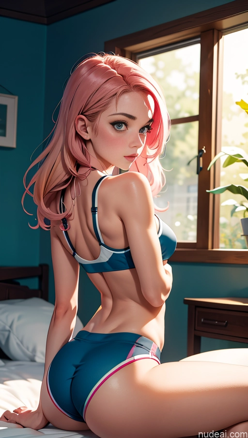 related ai porn images free for Small Tits Beautiful Skinny Small Ass 18 Pink Hair Long Hair Bedroom Bright Lighting Detailed Model One Short Shorts Sports Bra Straddling Front View