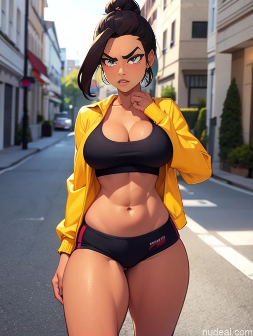 related ai porn images free for Athlete One Tanned Skin Tall Long Legs Big Hips Abs Muscular Beautiful Busty 20s Angry Brunette Hair Bun Spanish Crisp Anime Street Front View Working Out Jacket Sports Bra Yoga Pants