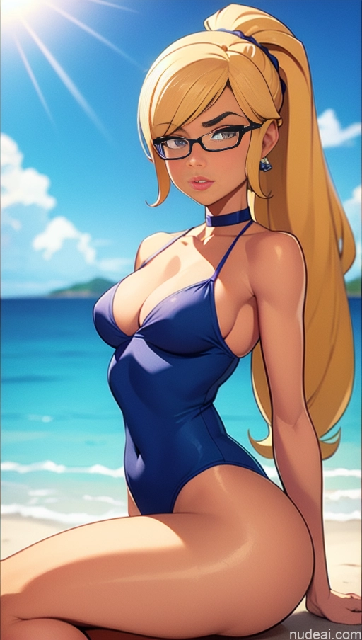 related ai porn images free for Woman One Front View Crisp Anime Tall Long Legs Muscular Abs Serious Blonde Ponytail Beach Bikini Small Ass Glasses Small Tits Dutch Tanned Skin 40s