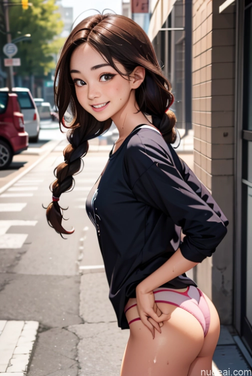 related ai porn images free for Woman 18 Short Perfect Boobs Small Tits Small Ass Perfect Body Oiled Body Laughing Happy Brunette Braided Korean Front View Casual Panties Shirt