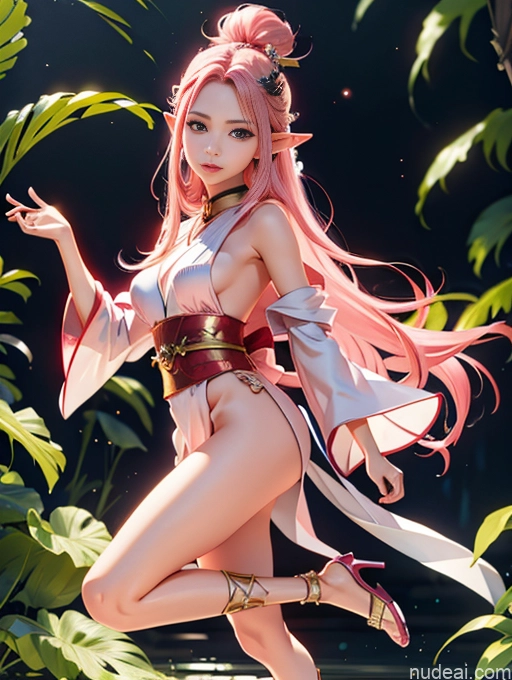 related ai porn images free for Model One Beautiful Skinny 18 Pink Hair Long Hair Japanese High Heels Elf Outfit/Elf Bikini