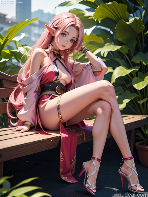 related ai porn images free for Model One Beautiful Skinny 18 Pink Hair Long Hair Japanese High Heels Elf Outfit/Elf Bikini