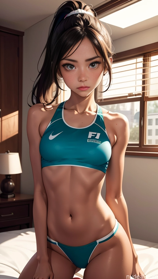 related ai porn images free for Sorority One Skinny 18 Sad Serious Brunette White Ponytail Soft Anime Bedroom Track Uniform