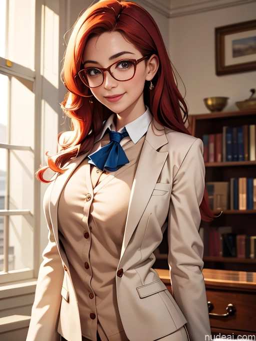 related ai porn images free for Bedroom Ginger Busty Happy Glasses Long Hair Suit Professor Polo Shirt