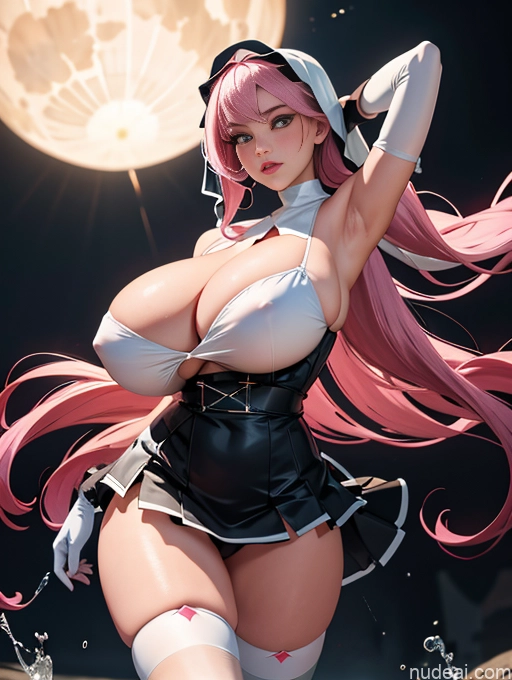 related ai porn images free for Woman Pink Hair Nun Thigh Socks Dark Lighting Cosplay Perfect Boobs Big Ass Busty Front View White Soft Anime Gloves 18 Straddling Beautiful Long Hair Mini Skirt Huge Boobs