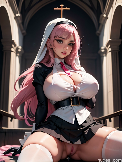 related ai porn images free for Woman Pink Hair Nun Thigh Socks Dark Lighting Cosplay Perfect Boobs Big Ass Busty Front View White Soft Anime Gloves 18 Straddling Beautiful Long Hair Mini Skirt Huge Boobs Pouting Lips Big Hips