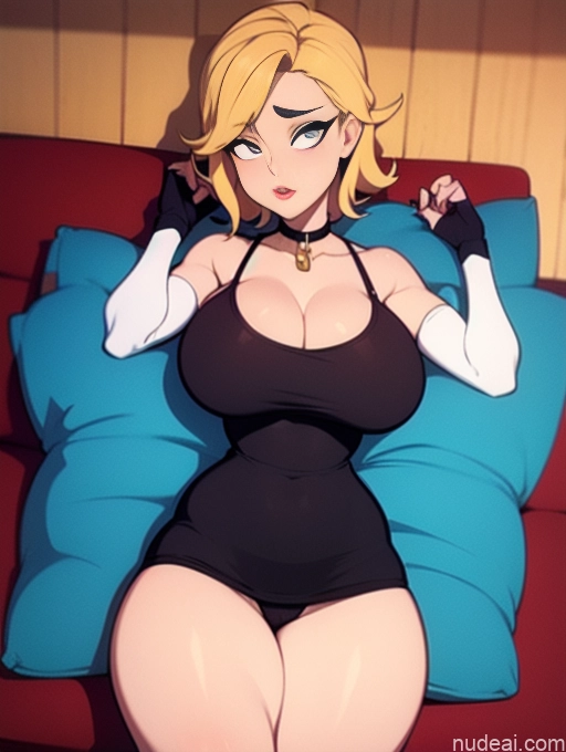 related ai porn images free for Busty Perfect Boobs Beautiful Thick Long Legs Tall Perfect Body Fairer Skin Serious Blonde Messy White Couch On Back Choker Two Parka