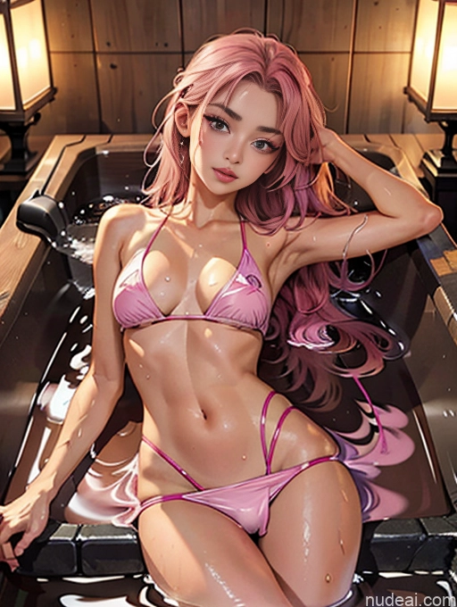 related ai porn images free for Model One Beautiful Skinny 18 Pink Hair Long Hair Japanese Hot Tub On Back Deep V-Neck Dress