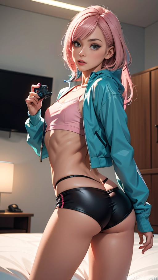 related ai porn images free for Woman One Small Tits Beautiful Skinny Small Ass Short Fairer Skin 20s Pink Hair Long Hair White Warm Anime Bedroom Gaming Jacket Short Shorts Crop Top