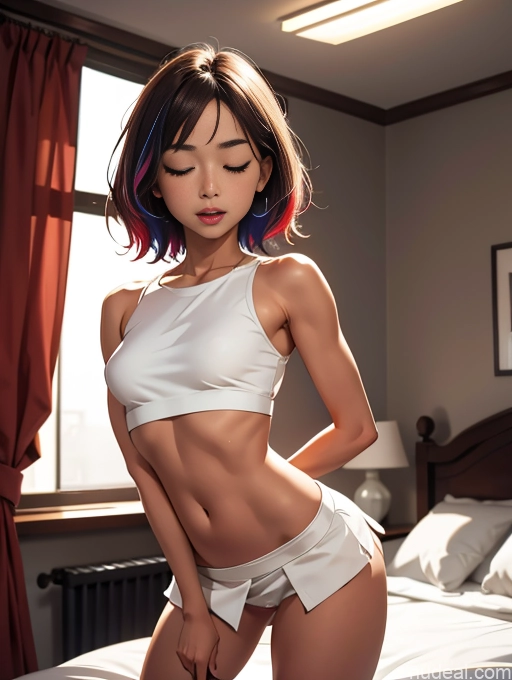 related ai porn images free for Two Short 18 Orgasm Soft Anime Bedroom Front View Partially Nude Messy Brunette Mini Skirt Woman + Man Perfect Boobs White Crop Top Bending Over